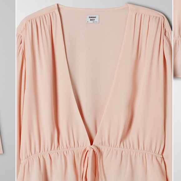 Sunday Best Cropped Tie-Front Blouse 2XS in Forest Green - Picture 9 of 11